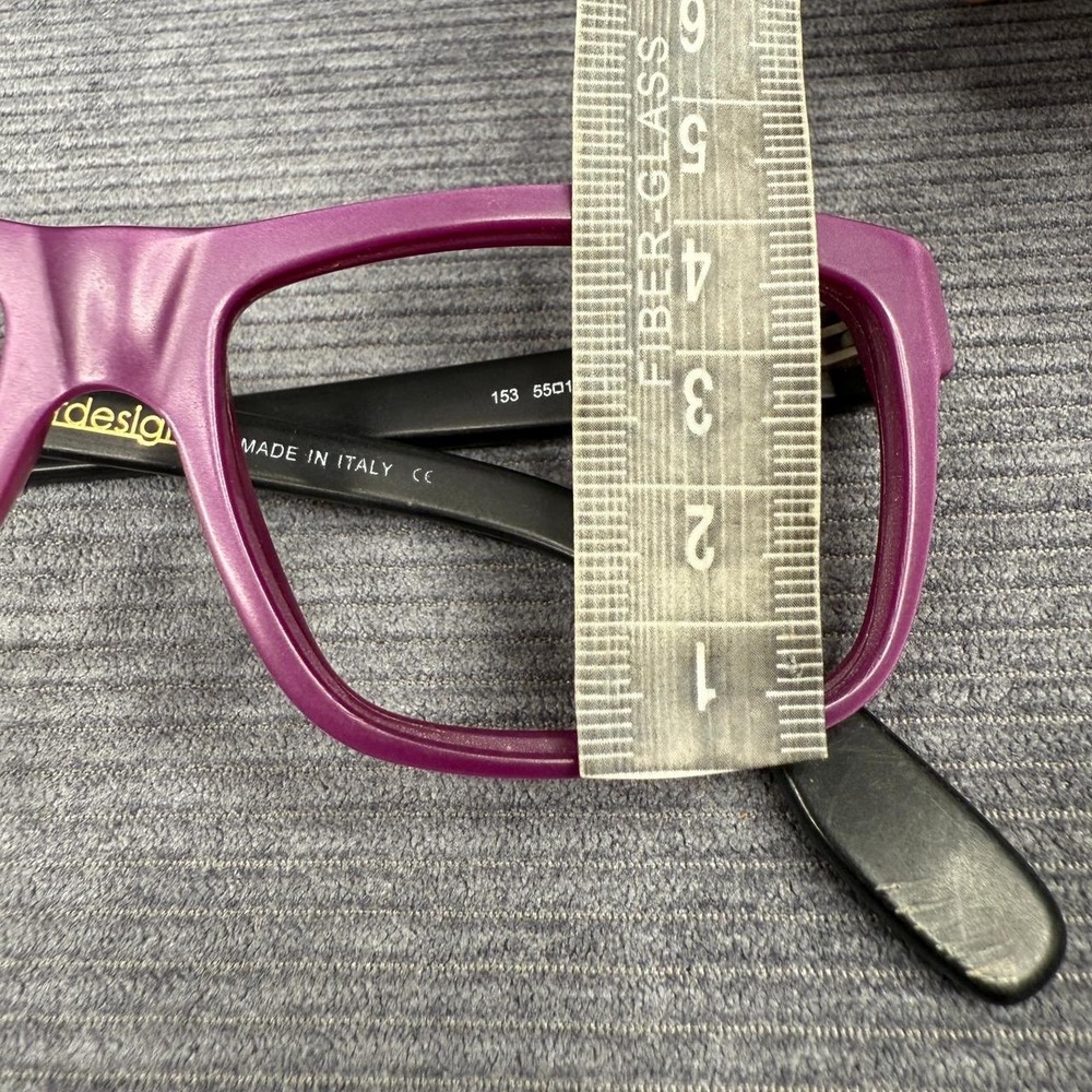 Carraro Eyewear Design 153 Purple Black Rectangular Y2k Frames Italy 55-15-140 - Picture 13 of 14